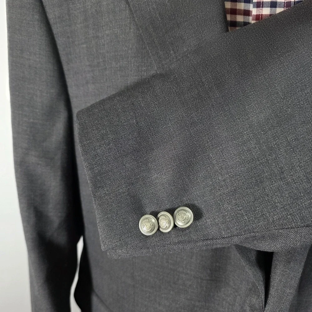 Stafford‎ Essentials Men's Sport Coat Blazer Two Button Gray Poly Wool Blend 48R